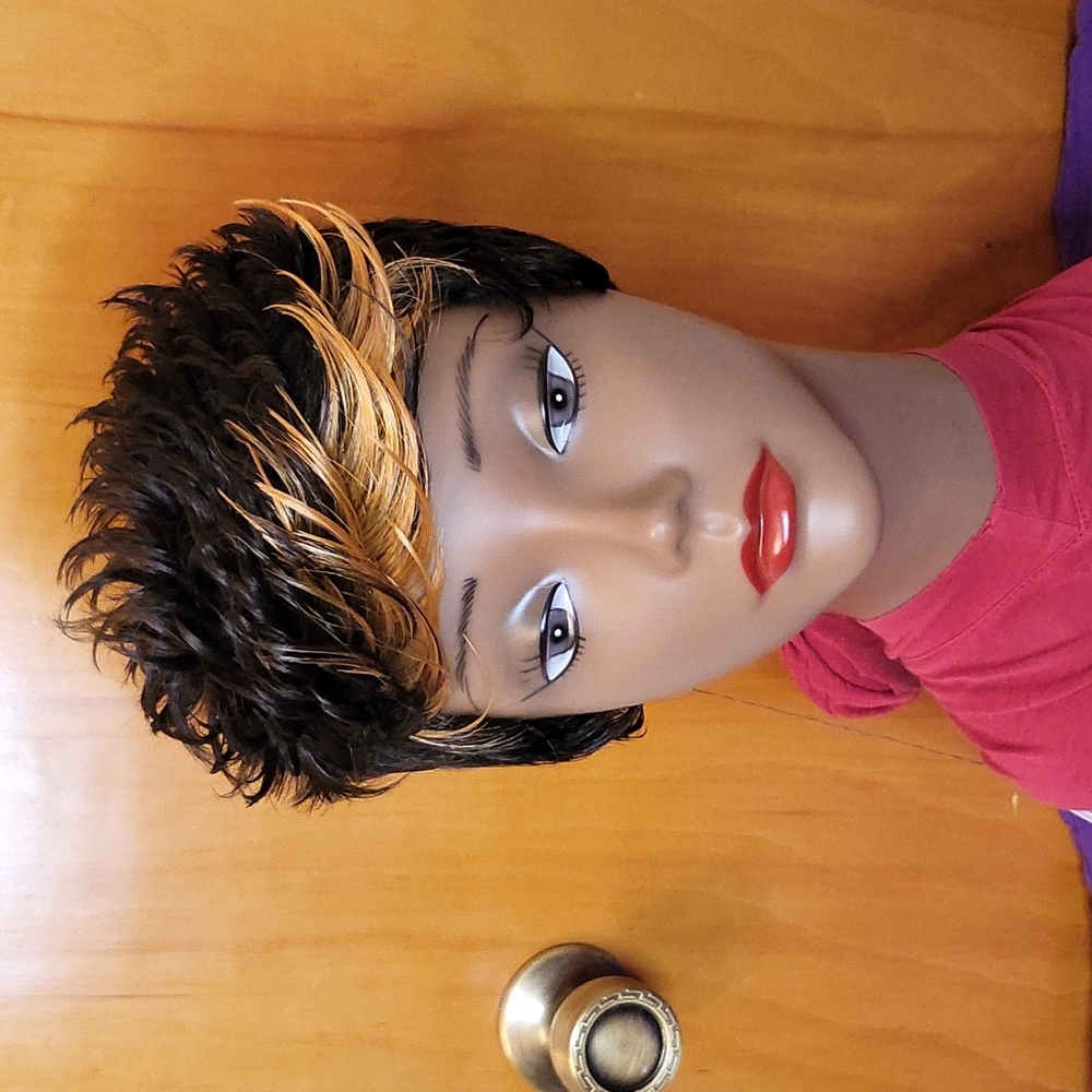 Short Brown / Blonde Spiky Wig
